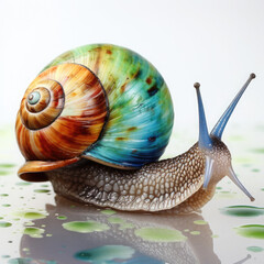 Watercolor Snail, clipart Illustration, Generative Ai