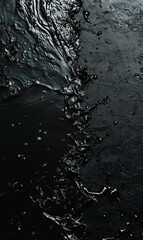 Reflective sheen of oil on dark water's surface.