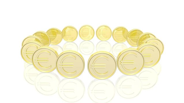 sich drehender Kreis aus goldenen Euro-Münzen