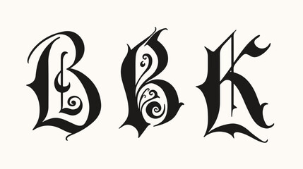 Monogram logo Initial letters B K BK or KB black co