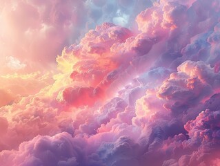 Abstract cloudscape in dreamy pastel hues - obrazy, fototapety, plakaty