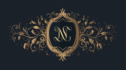 Monogram logo template with flourishes calligraphic