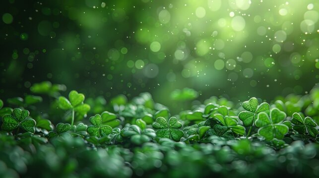 The green background depicts clover leaves rotating for Saint Patrick's day