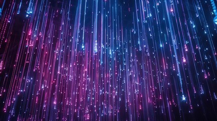 A mesmerizing light installation, with cascading strands of LEDs creating a shimmering canopy of color and movement that transforms the night sky into a breathtaking spectacle.