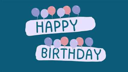 Happy Birthday wishes design with blue background and balloons