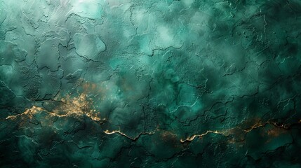 Dark emerald green background with black shadow border and old vintage grunge texture. - obrazy, fototapety, plakaty