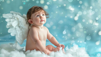 concept of baby cupid on a cloud