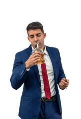 PNG Businessman Enjoying Expensive Whiskey Aroma transparent empty background