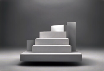 'modern Realistic 3d angular podium step stand geometric hexagonal decor element white poduim...
