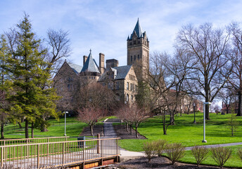 Pathway leading to historic University Hall at Ohio Wesleyan University in Delaware, OH