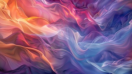 A digital illustration of colorful waves and swirls merging and blending together to form an...