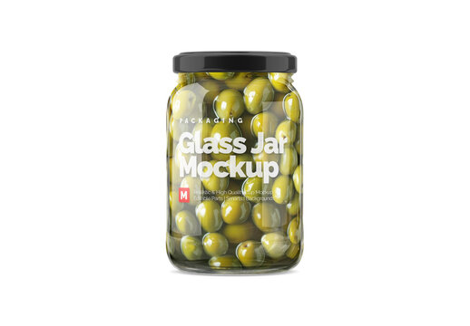 Glass Jar With Olives Mockup