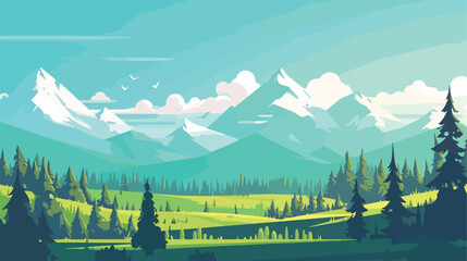 Mountains backgrounds 2d flat cartoon vactor illust