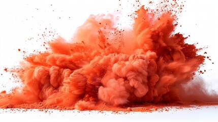 An explosion of red powder on a white canvas, resembling a vibrant art piece