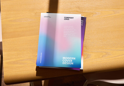 Mockup of vertical magazines with customizable front covers