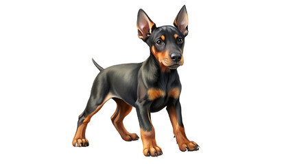 A young Doberman puppy on a white background. AI, Geration