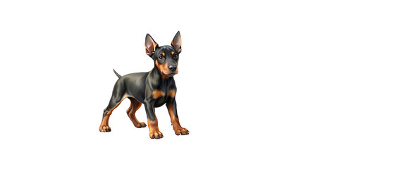 A young Doberman puppy on a white background. AI, Geration