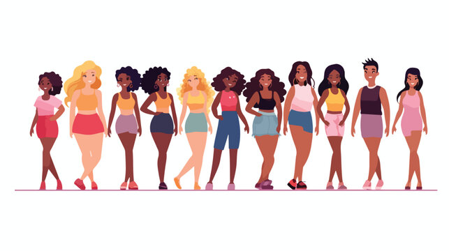 Multiracial women of different height figure type a