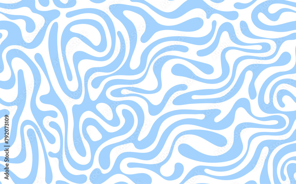 Poster Abstract background seamless pattern with blue waves on transparent background. Vector illustration 