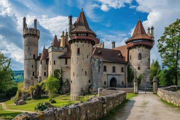 Fototapeta na wymiar European Medieval Castle, Generative AI