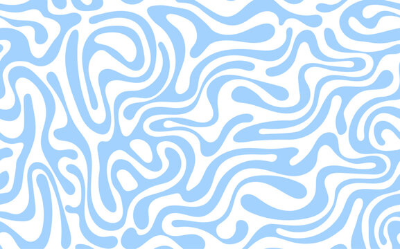 Abstract background seamless pattern with blue waves on transparent background. Vector illustration 