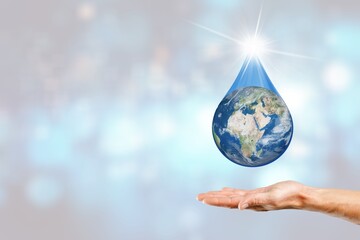 World water with globe in the drop shape