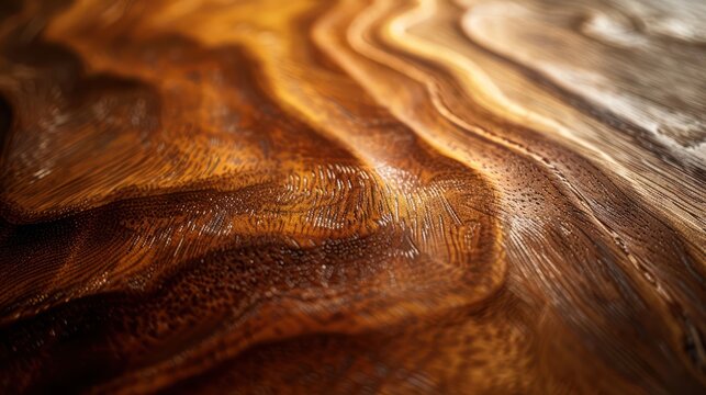 This image features a detailed close-up of swirling wood grain patterns in a warm, amber hue, showcasing natural wooden textures and organic lines