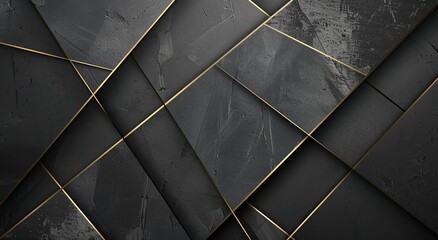 black abstract background with shining gold lines