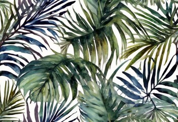 'products palm theme leaves will bring jungle seamless your large Watercolor good resolution pattern Havana Night Background Abstract Flower Summer Nature Tree Illustration Spring Leaf' - obrazy, fototapety, plakaty