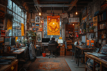 Obraz premium Creative game developers office, indie style