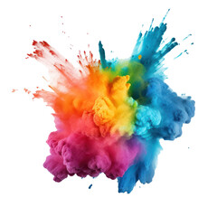 Powder Burst in Abstract Art Explosion on White Background. Explosive Colorful Smoke Clouds. Colored Smoke. Generative AI