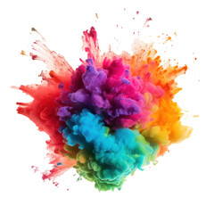 Explosion of Colored Inks on White Background. Abstract Colorful Ink Splatter with Dynamic Movement. Generative AI