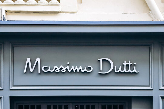 Nice, France - 28 January 2024: Facade of the Massimo Dutti boutique in the center of Nice