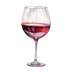 Watercolor Glass of Red Wine