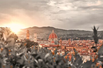 Panoramic view of Florence in evening, Italy