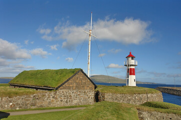 Fototapeta na wymiar Skansin - a historic fortress in Tórshavn, the capital of the Faroe Islands. 