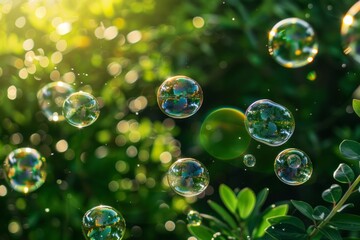 soap bubbles shimmering with beautiful light