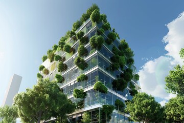 modern eco-friendly green office building with green plants