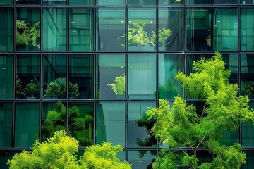 modern eco-friendly green office building with green plants