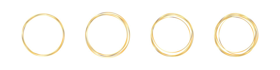 Golden circle frame vector set. Gold circles frames. Round shiny design element.