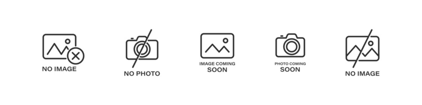 No photo, no image thumbnail icon set. Picture coming soon icons.
