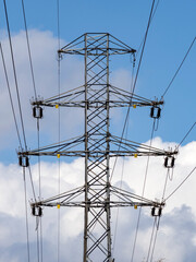 High voltage power line pass-through pole.