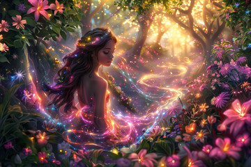 Fairy Princess Pixie Elf Magical Fantasy Romantic Fairytale Beautiful Colors Enchanted Forest