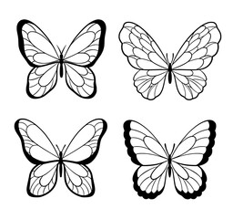 set of butterflies butterfly outline vector svg