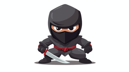 Ninja icon mono vector symbol 2d flat cartoon vacto