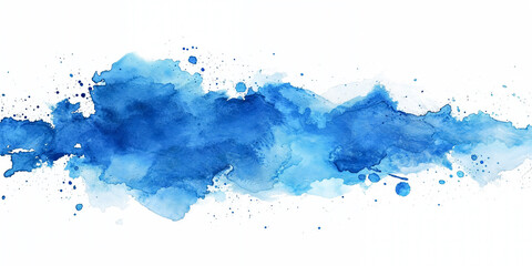 Blue watercolor streak splash isolated on white background. 