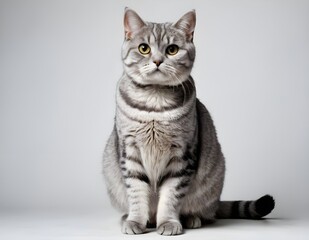 Obraz premium cat sitting on the floor looking at the camera