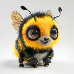 Funny cute bee, 3d illustration on a white background, for advertising and design 
