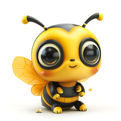 Funny cute bee, 3d illustration on a white background, for advertising and design