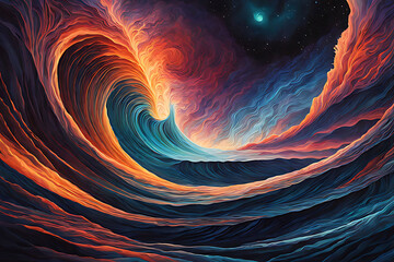 beautiful abstract ocean waves volumetric lighting 